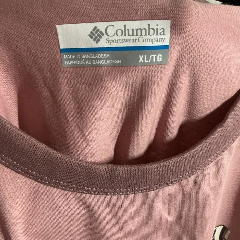 Columbia Women's Mauve w/Purple Trim T-Shirt Sz XL - Picture 3 of 3